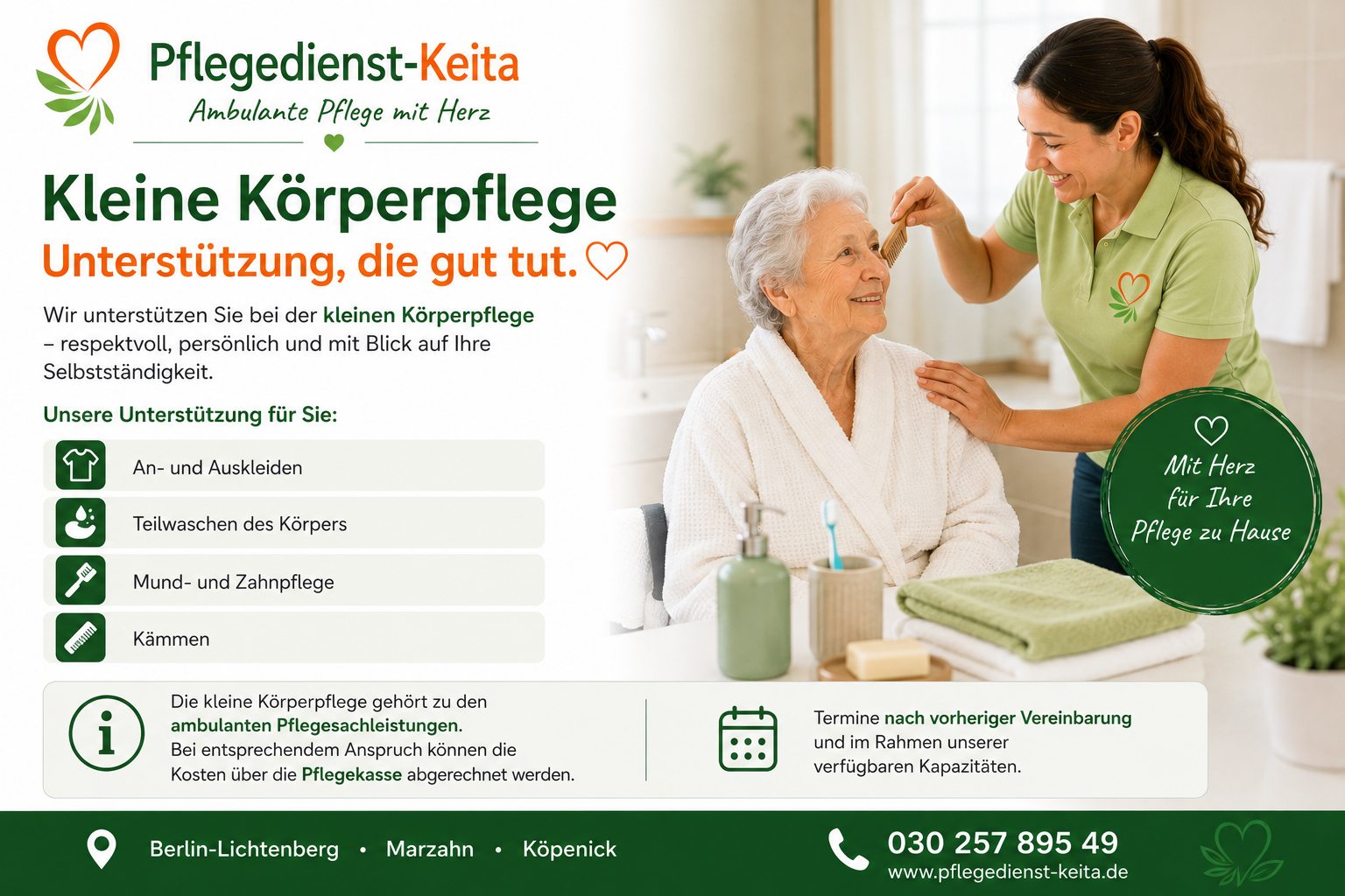 Unterstützung bei der täglichen Körperpflege