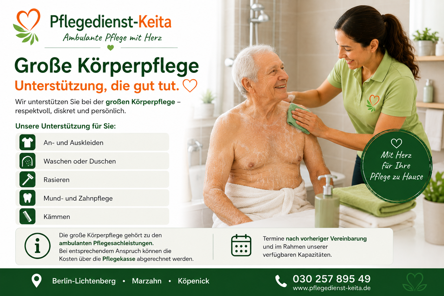 Große Körperpflege Umfassende Unterstützung bei der persönlichen Körperpflege
