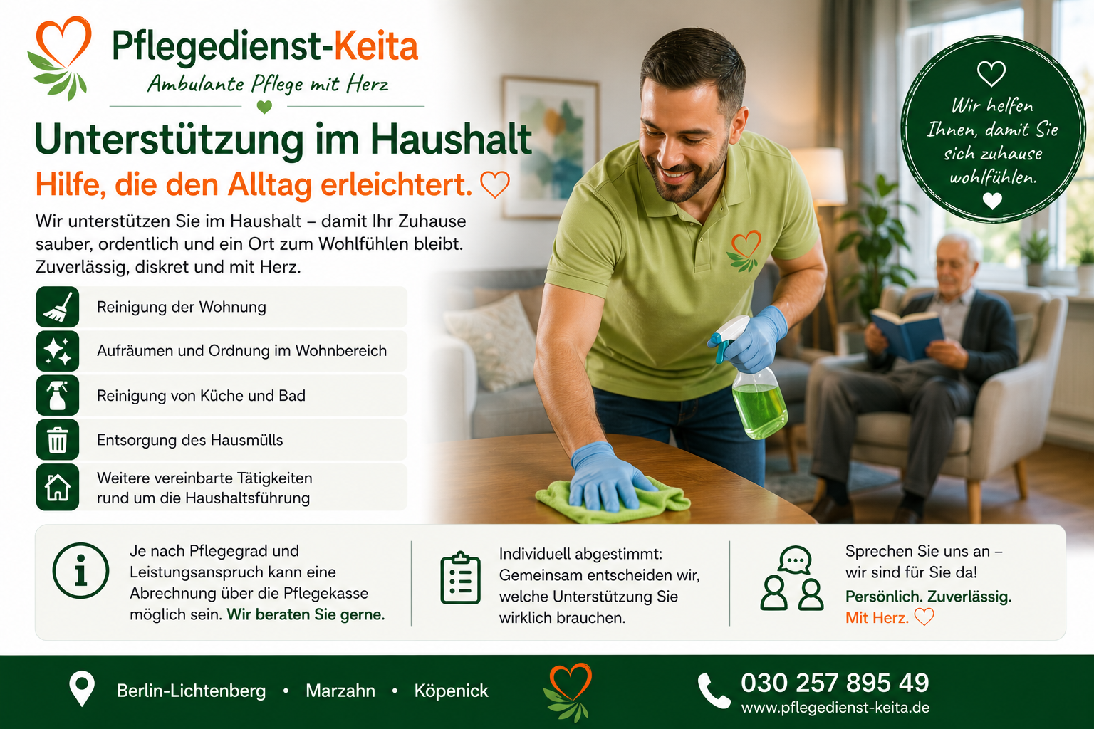 Unterstützung im Haushalt Hilfe im Alltag – damit Sie sich zu Hause wohlfühlen können